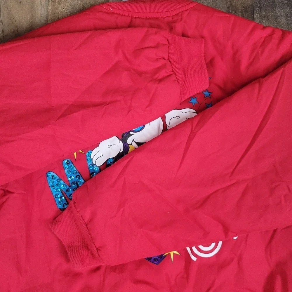 Disney Mickey Mouse Red Bomber Sequin‎ Jacket Girl Youth Large Retro Vintage